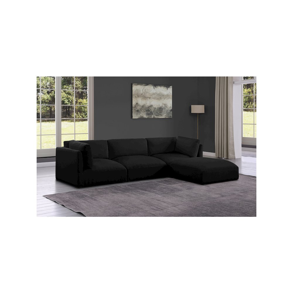 Ease Black Polyester Fabric Modular Sectional
