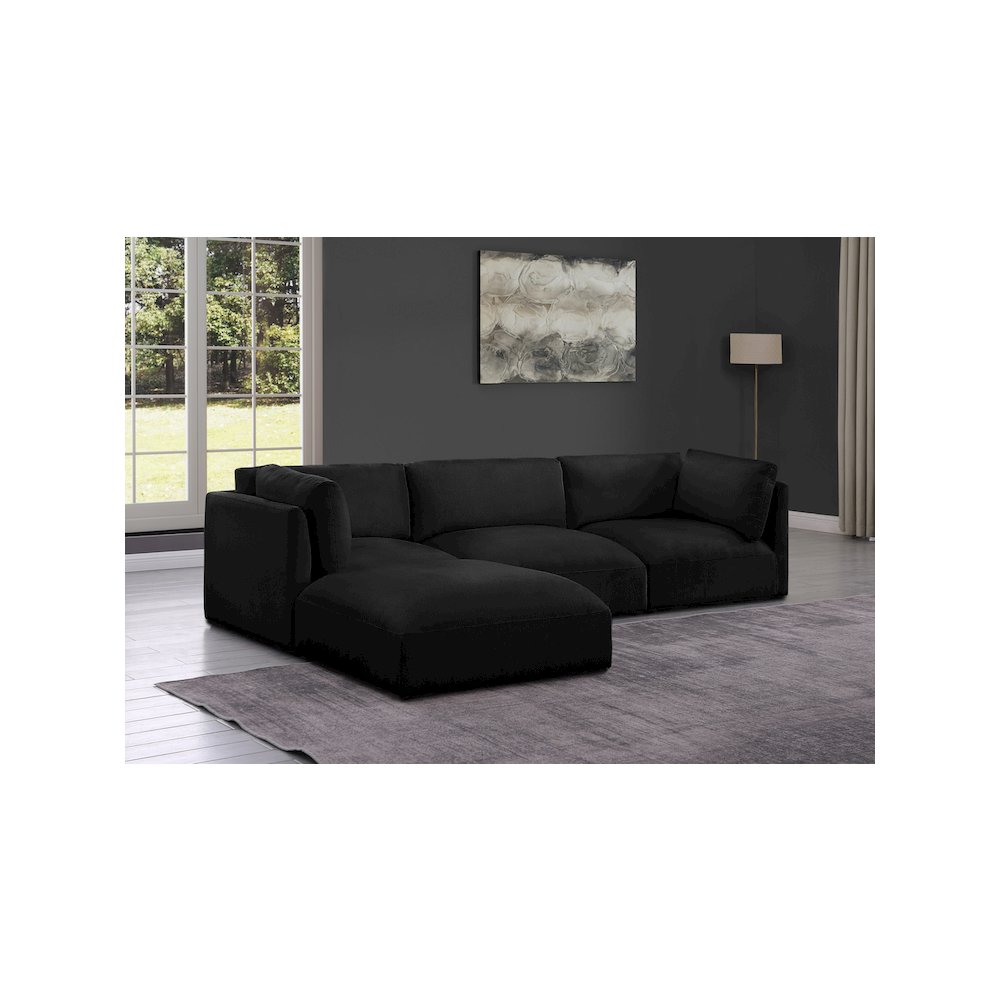 Ease Black Polyester Fabric Modular Sectional
