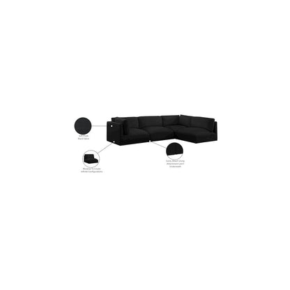 Ease Black Polyester Fabric Modular Sectional