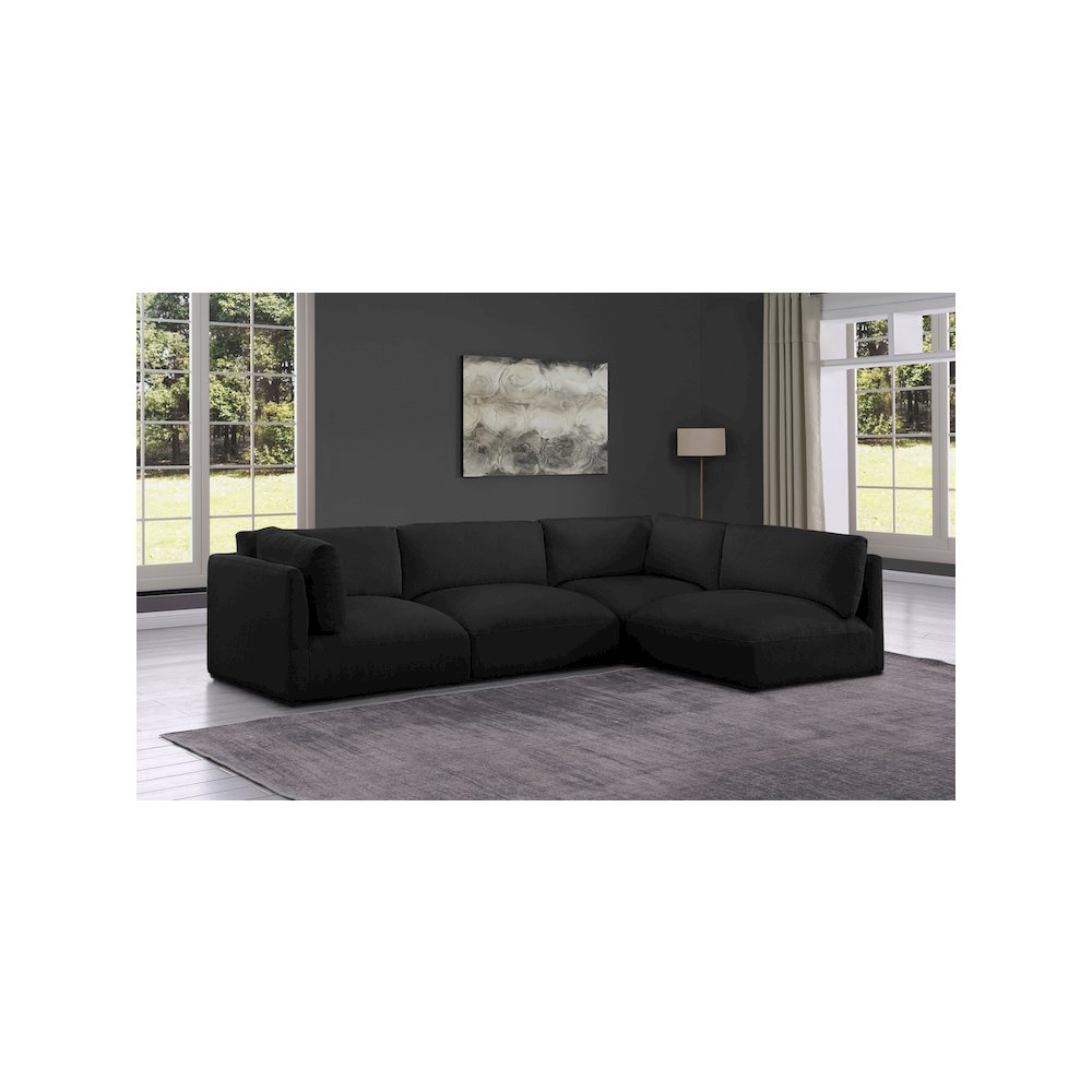 Ease Black Polyester Fabric Modular Sectional