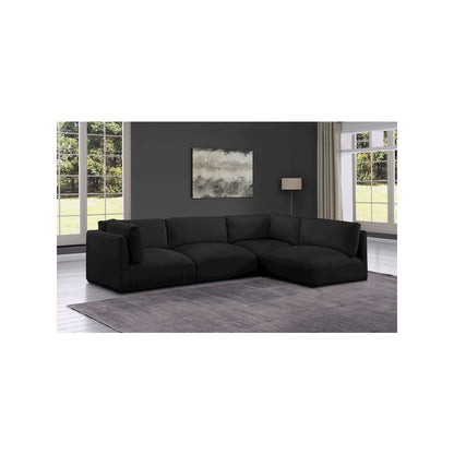 Ease Black Polyester Fabric Modular Sectional