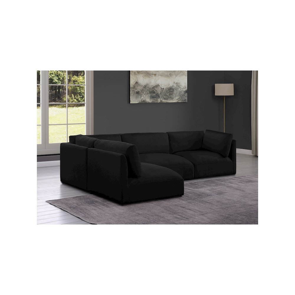 Ease Black Polyester Fabric Modular Sectional