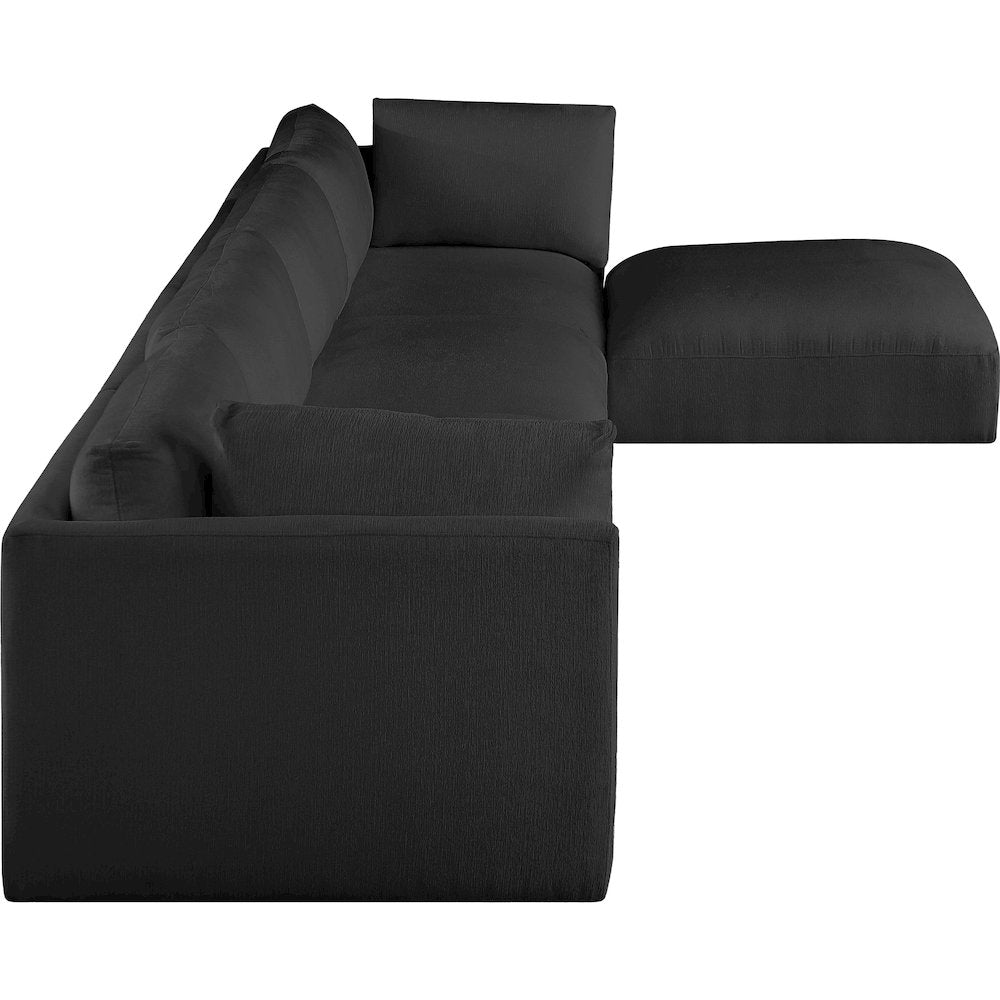 Ease Black Polyester Fabric Modular Sectional