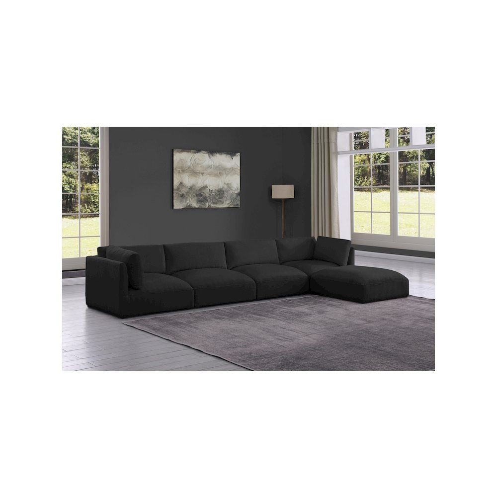 Ease Black Polyester Fabric Modular Sectional