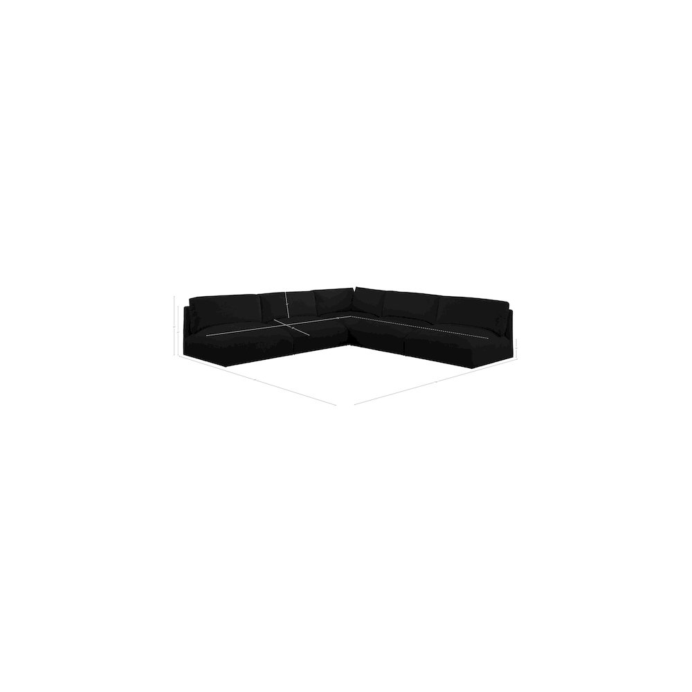 Ease Black Polyester Fabric Modular Sectional