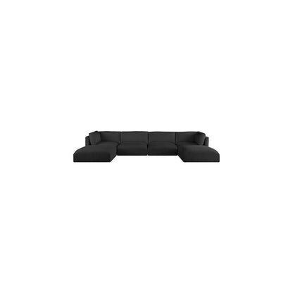 Ease Black Polyester Fabric Modular Sectional