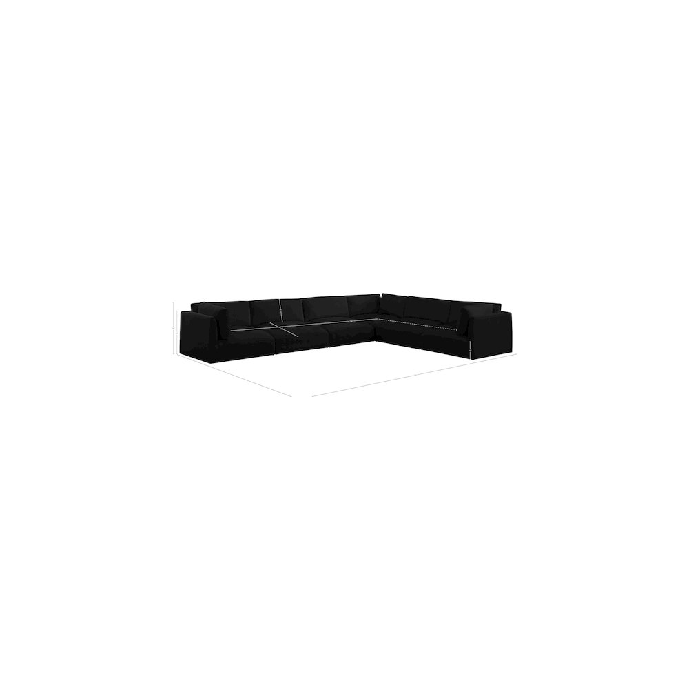 Ease Black Polyester Fabric Modular Sectional