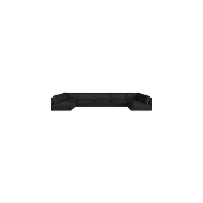 Ease Black Polyester Fabric Modular Sectional
