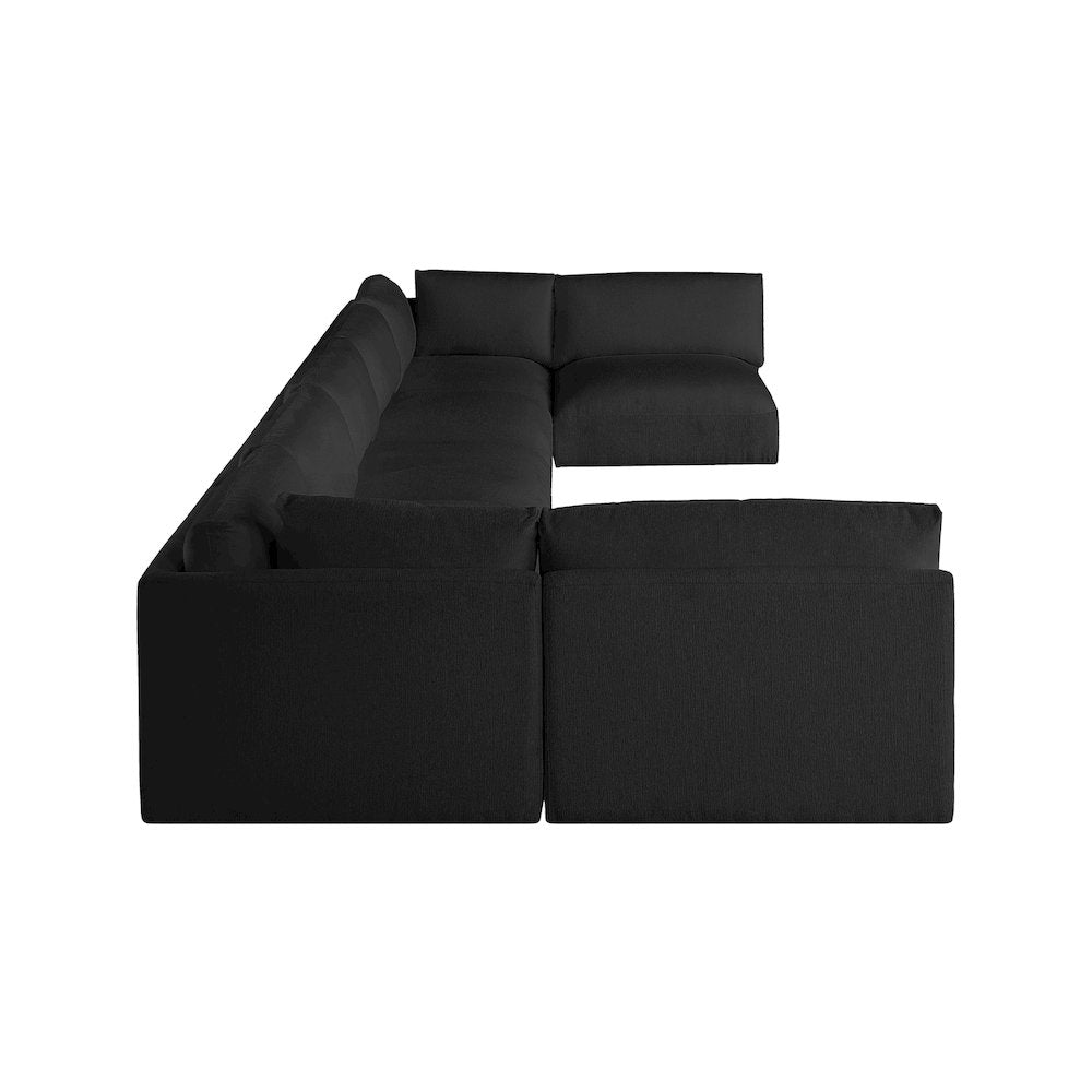 Ease Black Polyester Fabric Modular Sectional