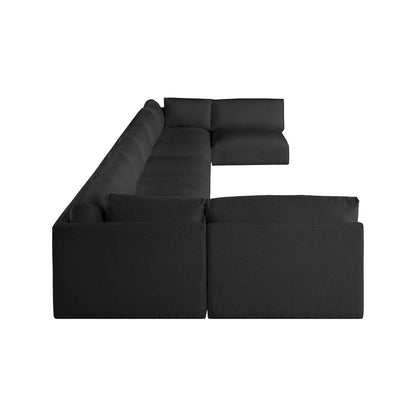 Ease Black Polyester Fabric Modular Sectional