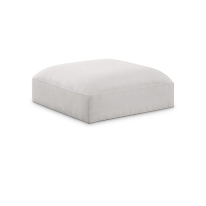 Ease Cream Polyester Fabric Ottoman