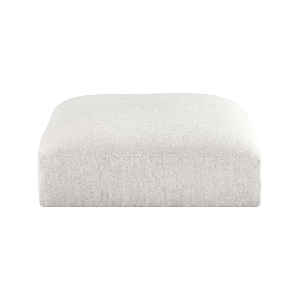Ease Cream Polyester Fabric Ottoman