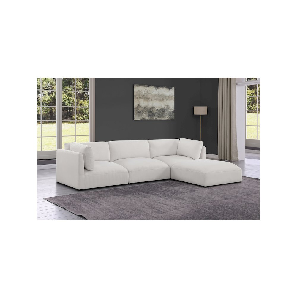 Ease Cream Polyester Fabric Modular Sectional