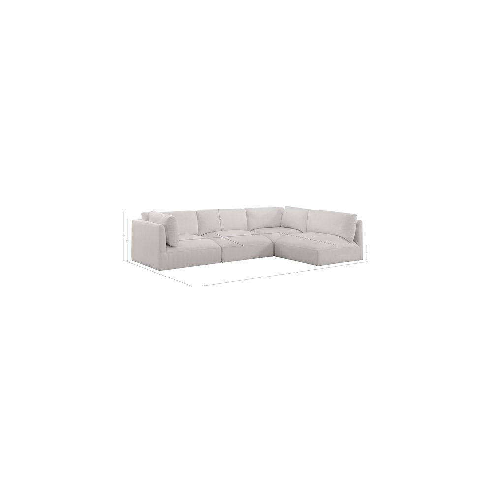 Ease Cream Polyester Fabric Modular Sectional