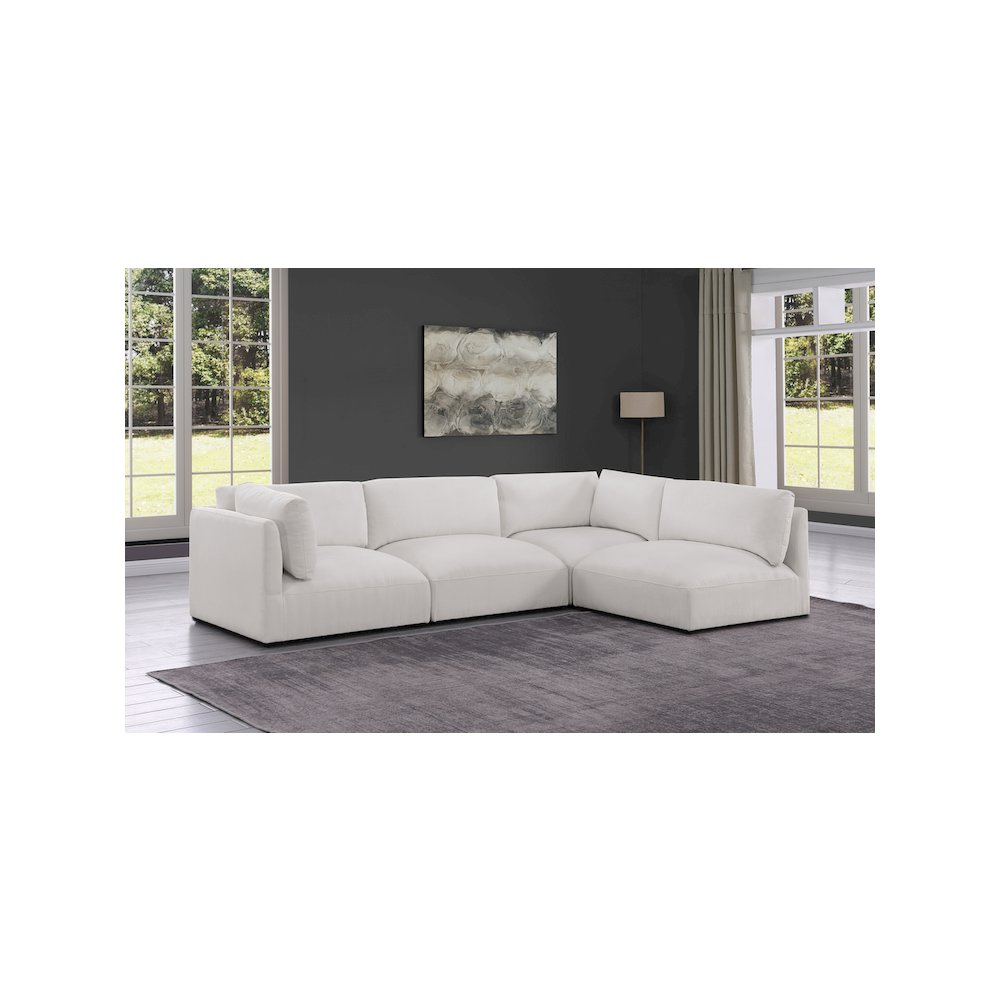 Ease Cream Polyester Fabric Modular Sectional