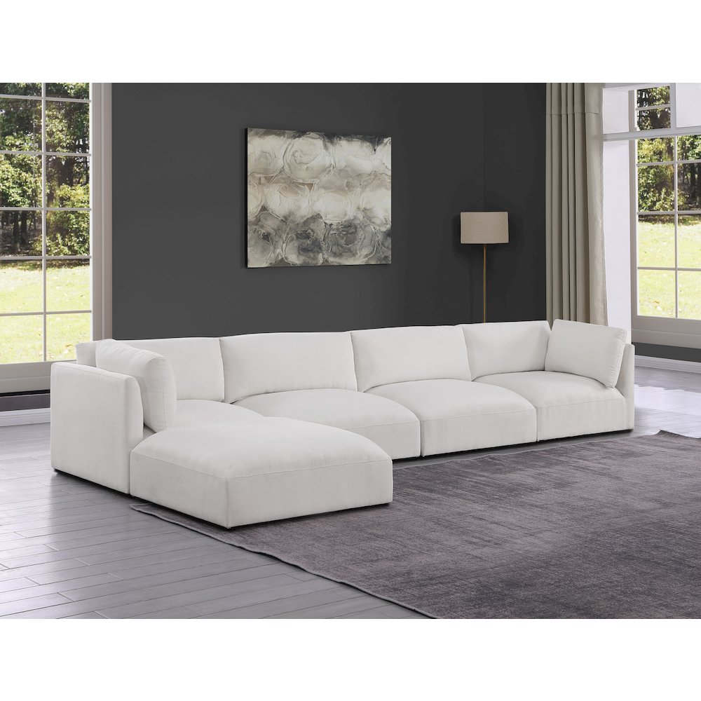 Ease Cream Polyester Fabric Modular Sectional