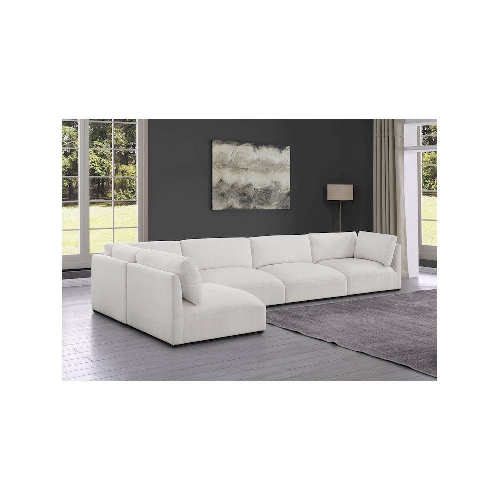 Ease Cream Polyester Fabric Modular Sectional
