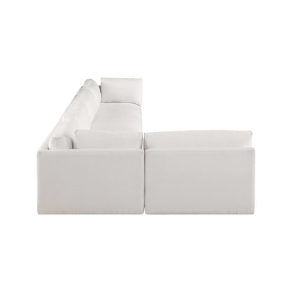 Ease Cream Polyester Fabric Modular Sectional