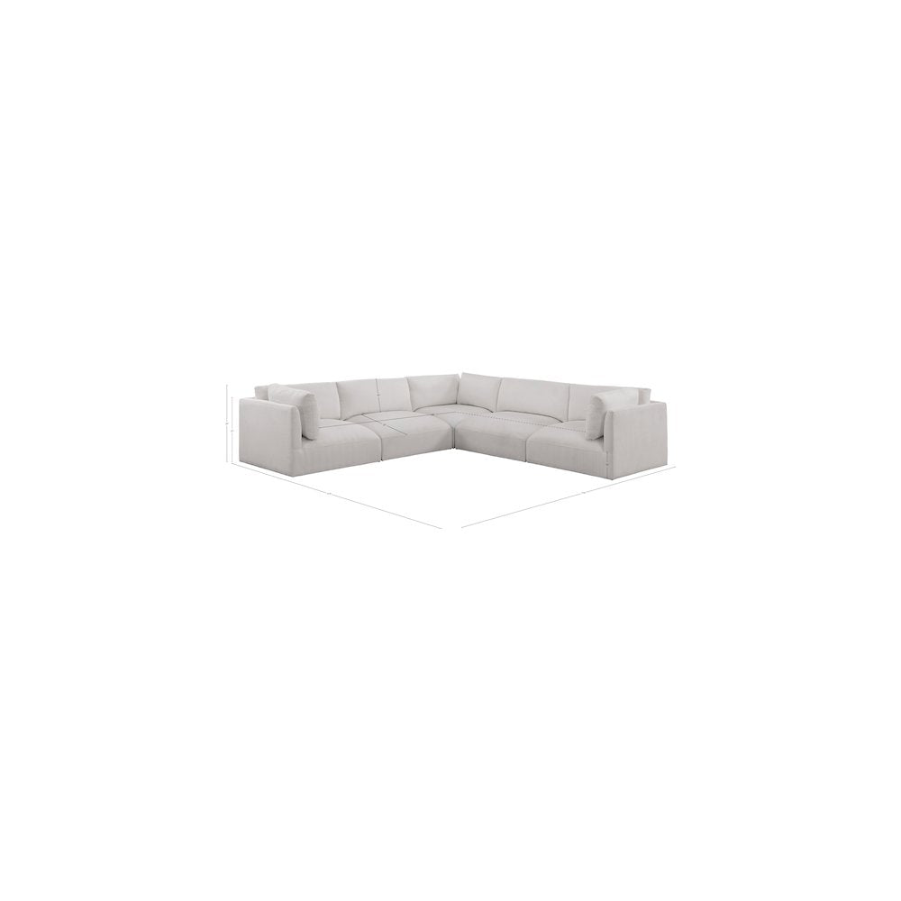 Ease Cream Polyester Fabric Modular Sectional