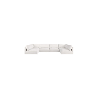 Ease Cream Polyester Fabric Modular Sectional