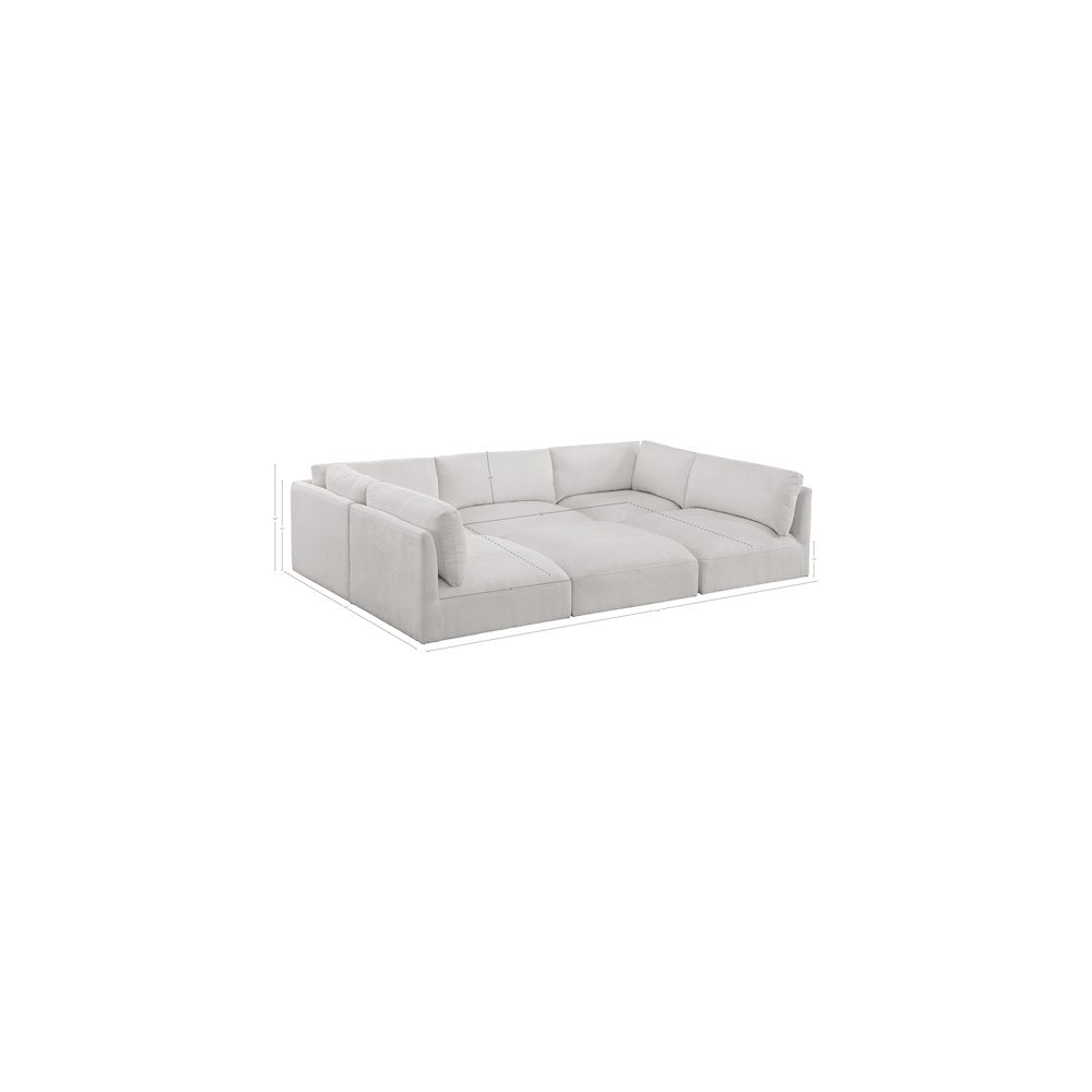 Ease Cream Polyester Fabric Modular Sectional