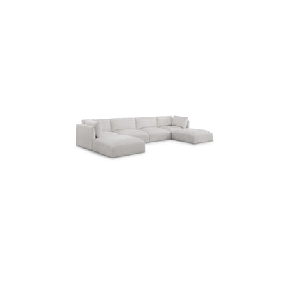 Ease Cream Polyester Fabric Modular Sectional