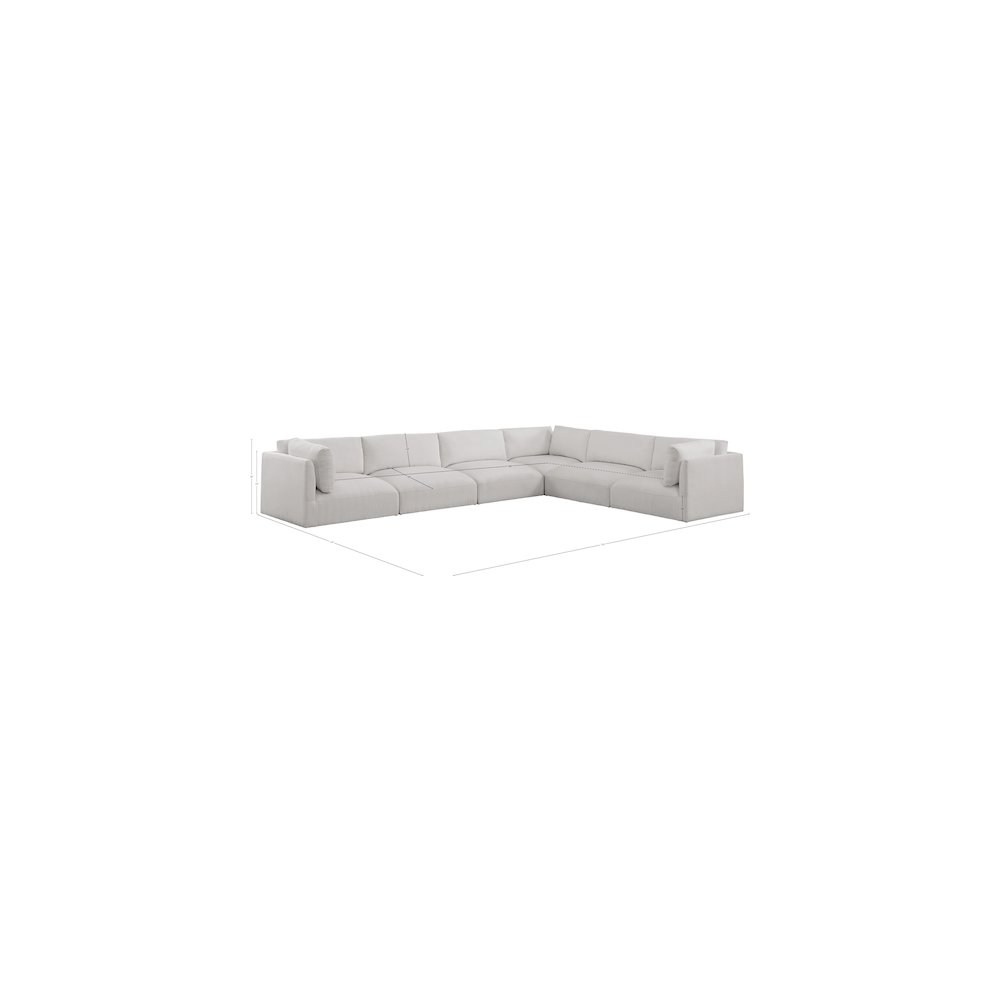 Ease Cream Polyester Fabric Modular Sectional