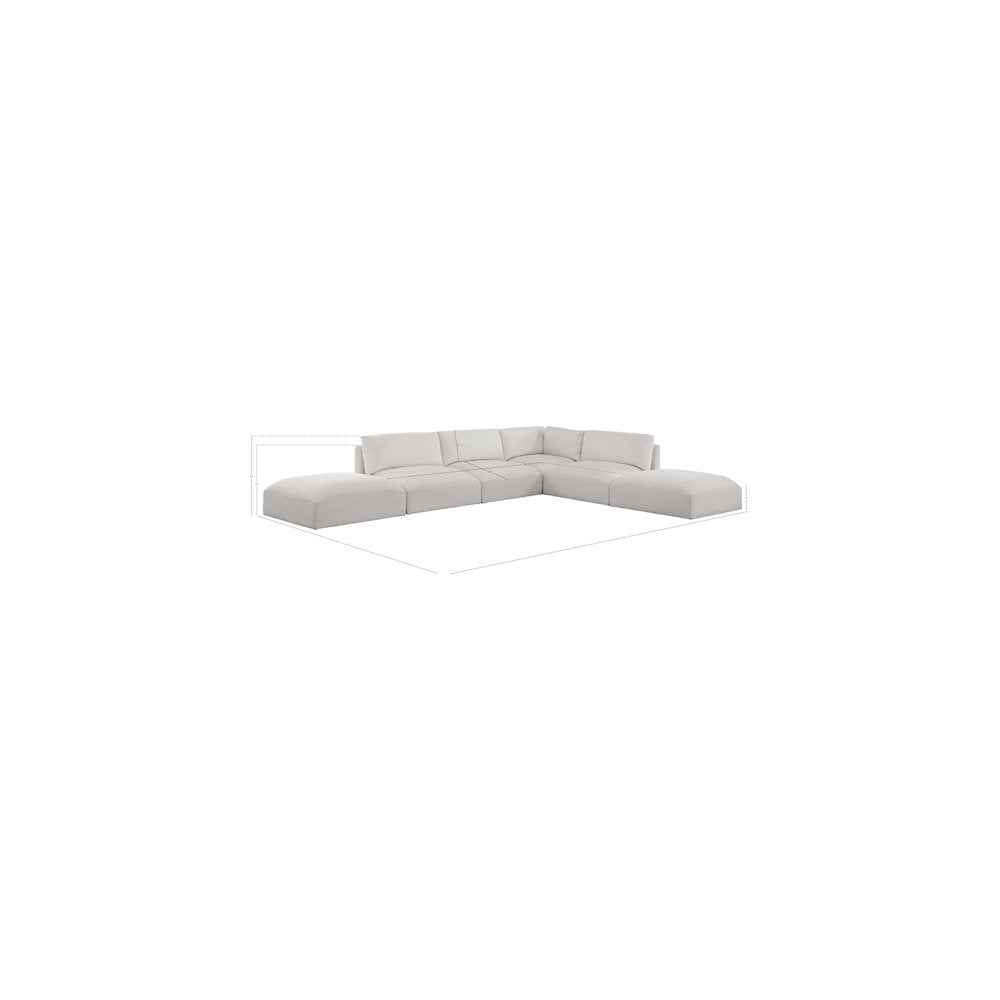 Ease Cream Polyester Fabric Modular Sectional