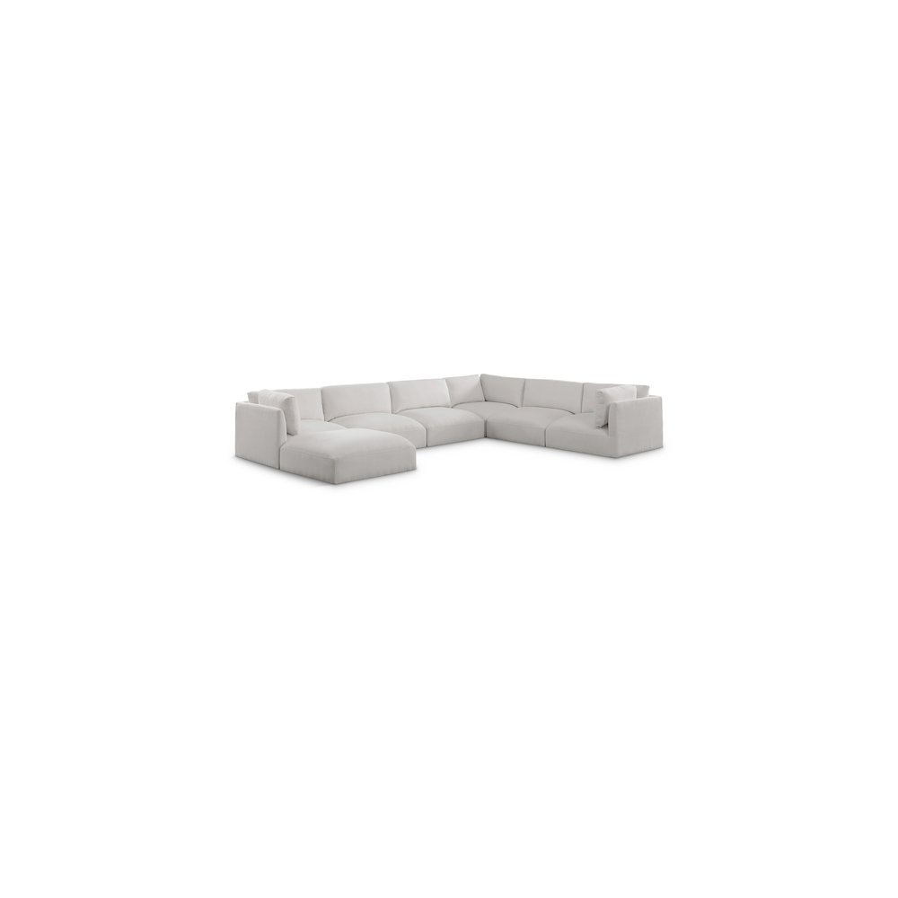 Ease Cream Polyester Fabric Modular Sectional