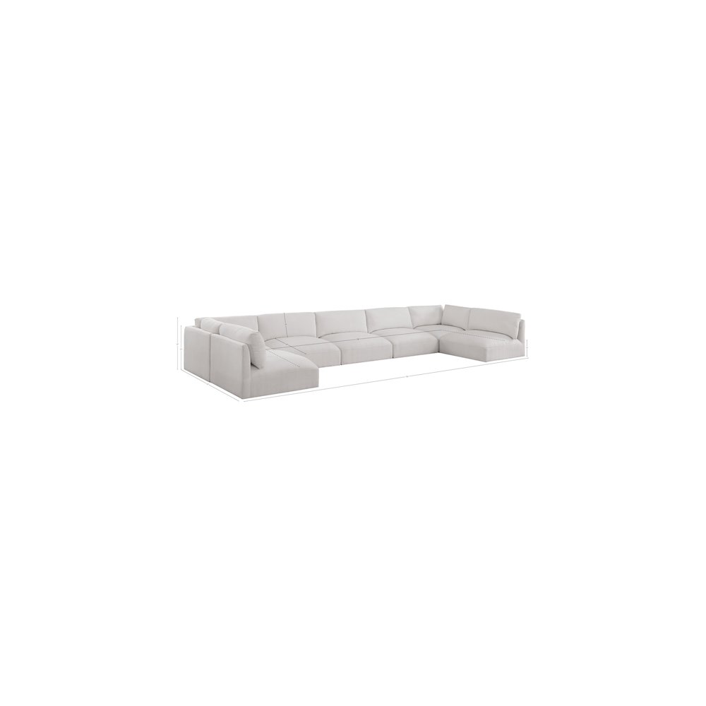 Ease Cream Polyester Fabric Modular Sectional