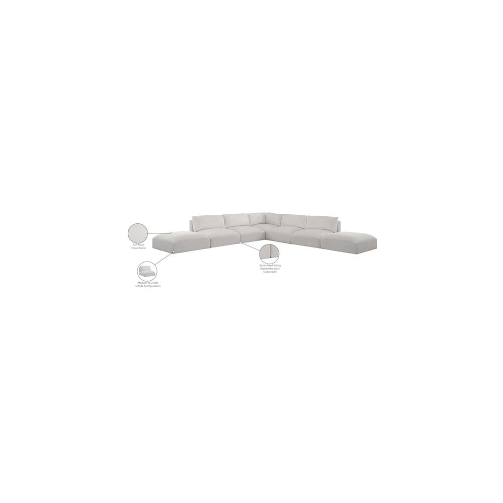 Ease Cream Polyester Fabric Modular Sectional