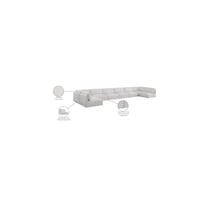 Ease Cream Polyester Fabric Modular Sectional