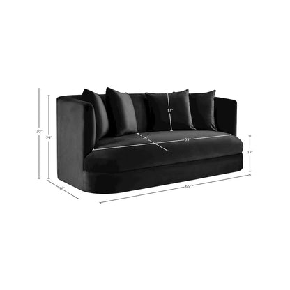 Alder Black Velvet Loveseat