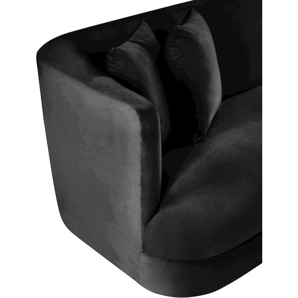 Alder Black Velvet Loveseat