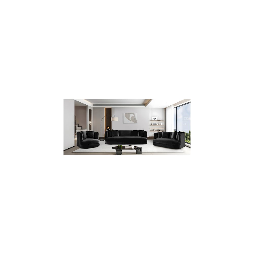 Alder Black Velvet Loveseat