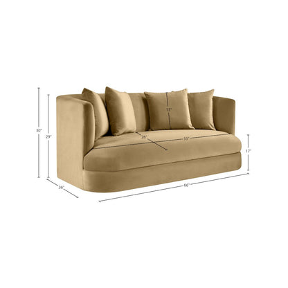 Alder Camel Velvet Loveseat