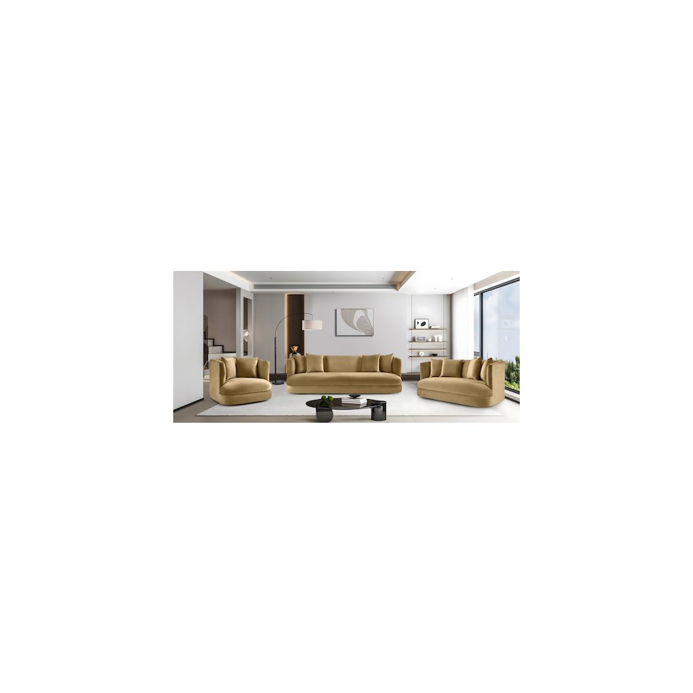 Alder Camel Velvet Loveseat