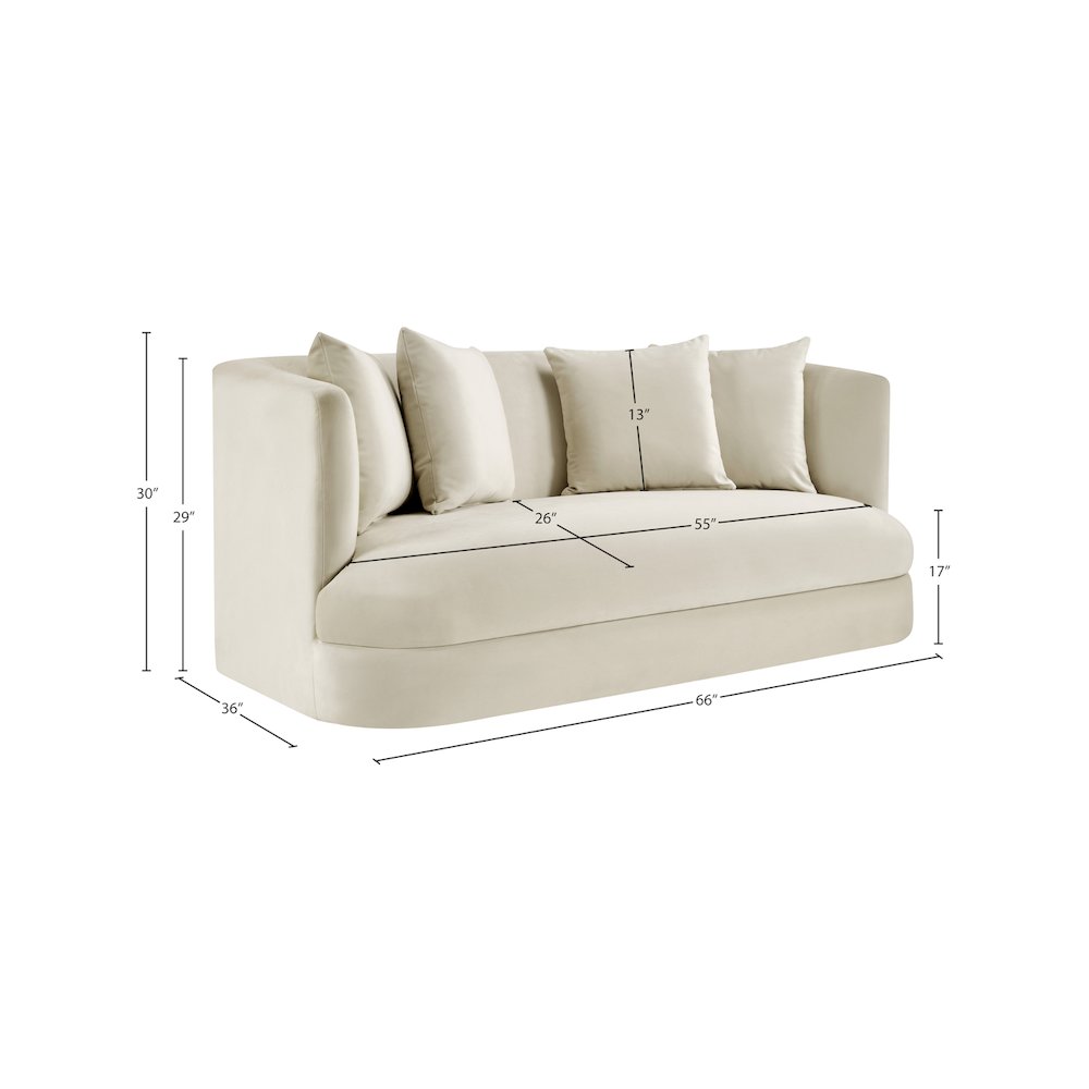 Alder Cream Velvet Loveseat