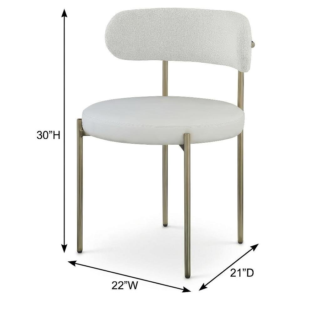 Brushed Brass Vegan Leather and Boucle Dining Chairs Set of 2
