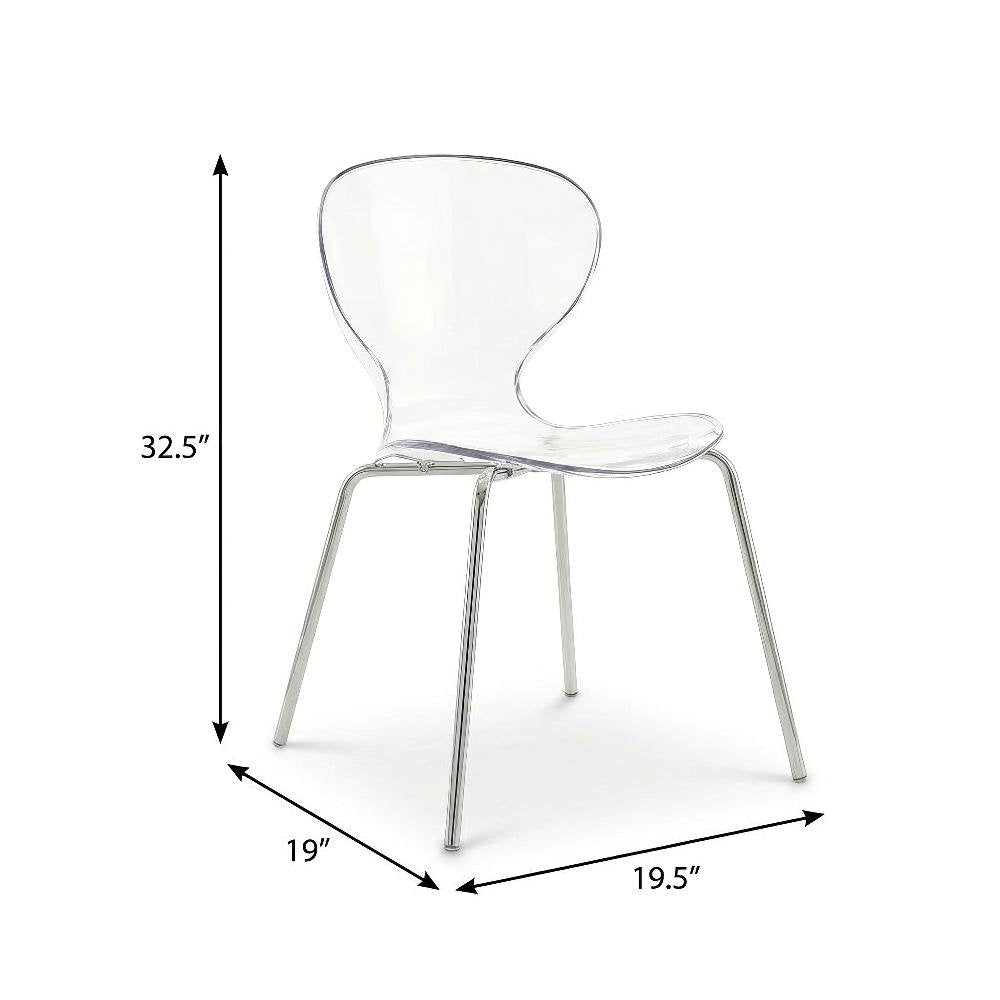 Chrome Metal Dining Chair Set of 2 with Contemporary Design and Durable Frame