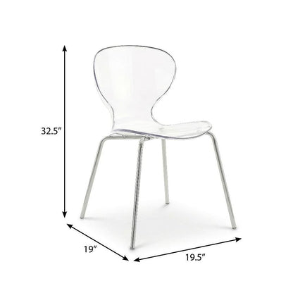 Chrome Metal Dining Chair Set of 2 with Contemporary Design and Durable Frame