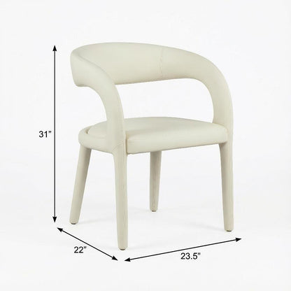 Cream Vegan Leather Dining Chair Contemporary Armrest Seat Comfortable Support