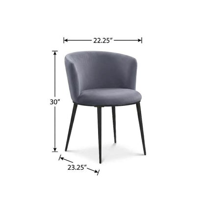Matte Black Velvet Dining Chairs Set of 2 with Contemporary Design