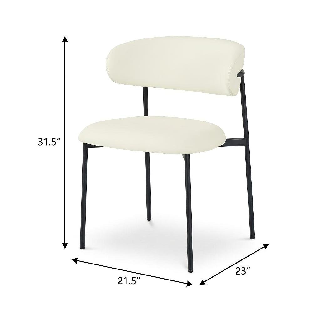 Matte Black Vegan Leather Dining Chair Set of 2 with Contemporary Design