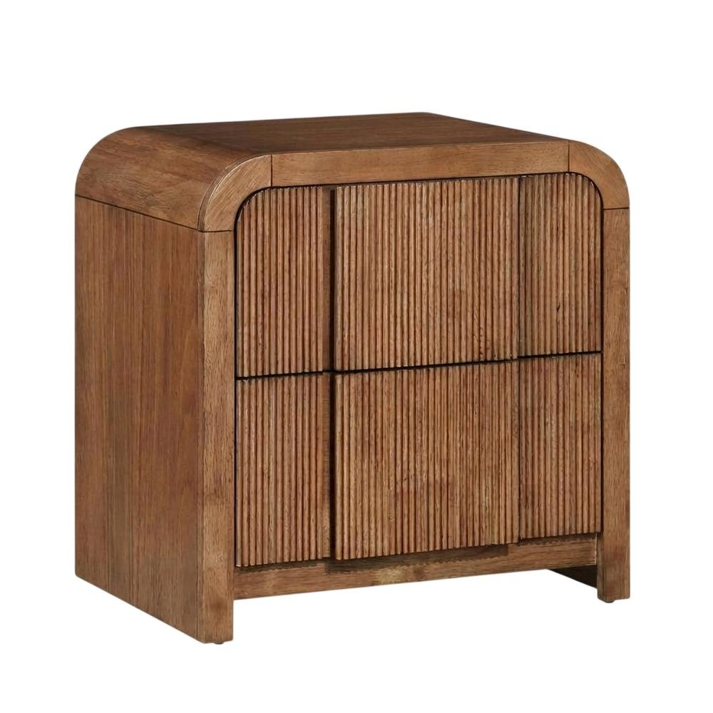 Walnut Nightstand with Art Deco Style and Interior Drawer Storage