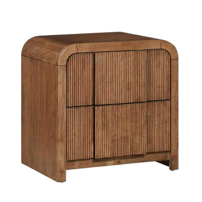 Walnut Nightstand with Art Deco Style and Interior Drawer Storage