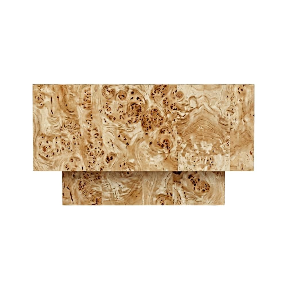 Rustic Natural Burl Coffee Table with Pedestal Base in Mid Century Style