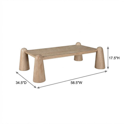 Natural Oak Coffee Table with Art Deco Style and Warm Finish