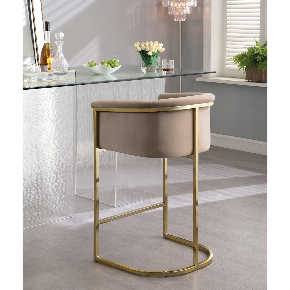 Donatella Beige Velvet Stool
