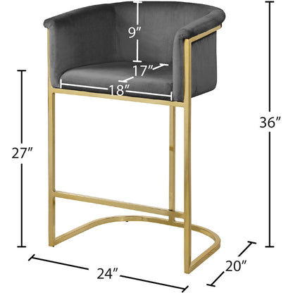 Donatella Grey Velvet Stool